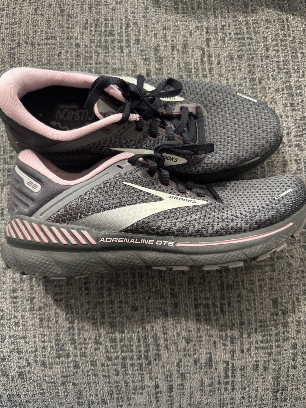 Brooks Women's Adrenaline GTS Running Sneakers in Gray and Pink